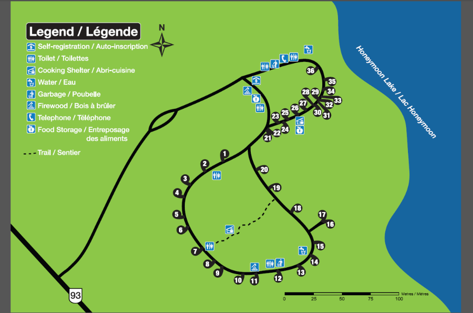 Honeymoon Lake Campground Map